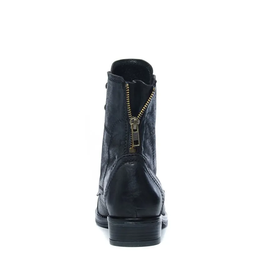 Manfield Zwarte veterlaarsjes^DAMES Enkellaarsjes